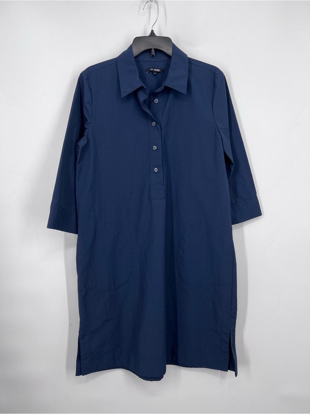 Kal Rieman Navy Blue Rene Button Placket Dress Knee Length Small - Picture 2 of 5